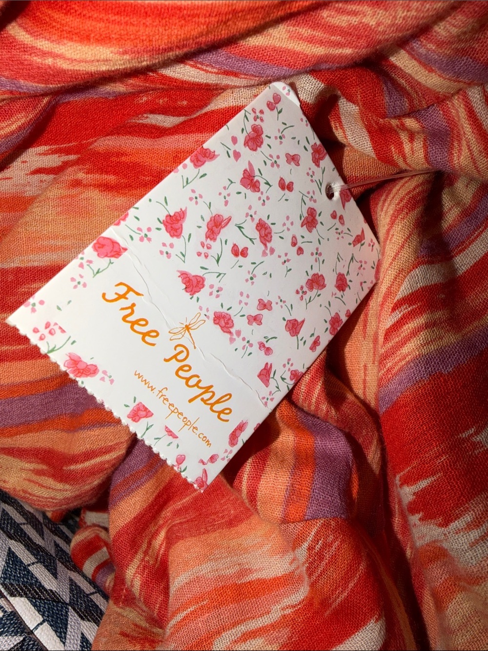 Free People NWT $99 Heart Shaped Face Mini Orange Striped Summer Dress XS - Picture 6 of 6